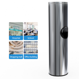 Stainless Steel floor stand wet tissue sanitizing dispenser with trash can 