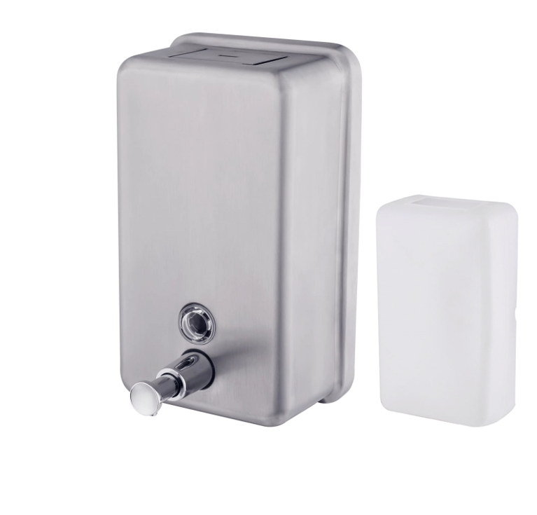 Luxury Stainless Steel Vertical 1200ml Soap Dispenser With Rustproof Inner Plastic 